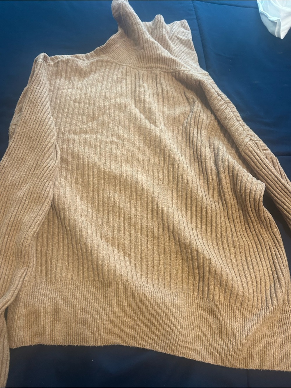 Cozy Ribbed Turtleneck Sweater - Camel